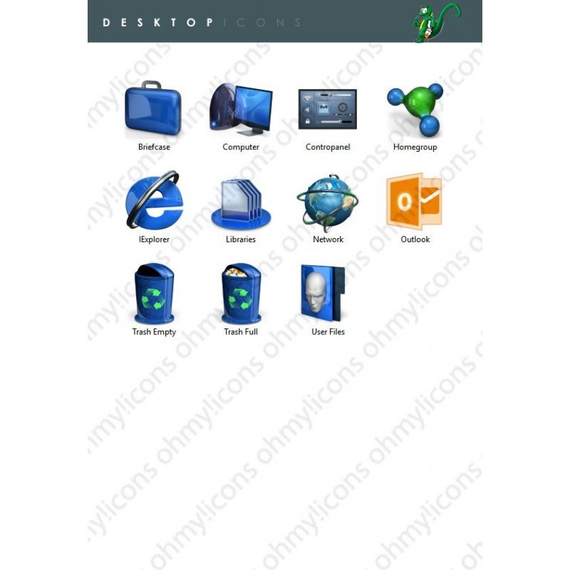 Blue icon theme for Windows 10.