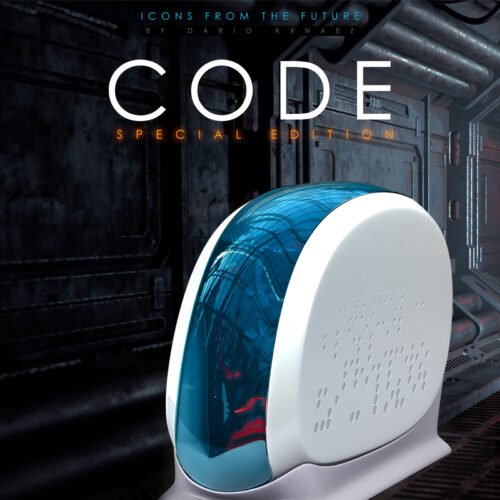 Code Special Edition, a futuristic icon theme for Windows: white and blue 3D computer in a sci-fi corridor