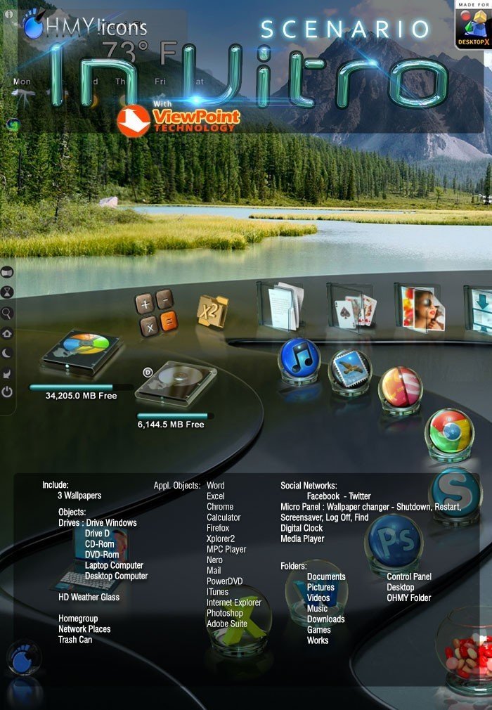Scenario InVitro - Glass DesktopX theme