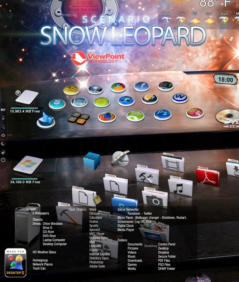 Scenario Snow Leopard - DesktopX theme
